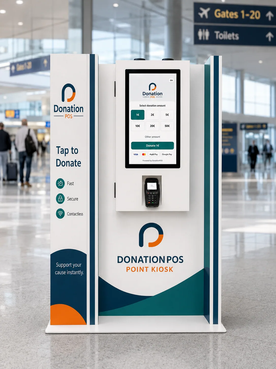 Donation POS Point — contactless donation kiosk with IM30