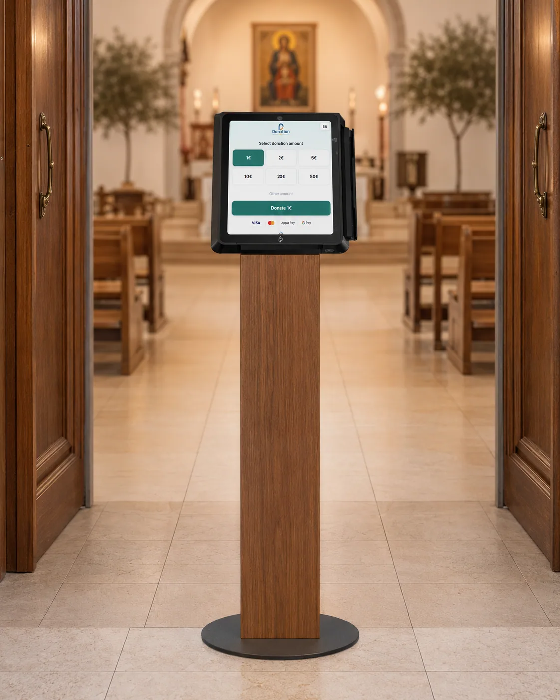 Donation POS Point — donation kiosk for sacred spaces